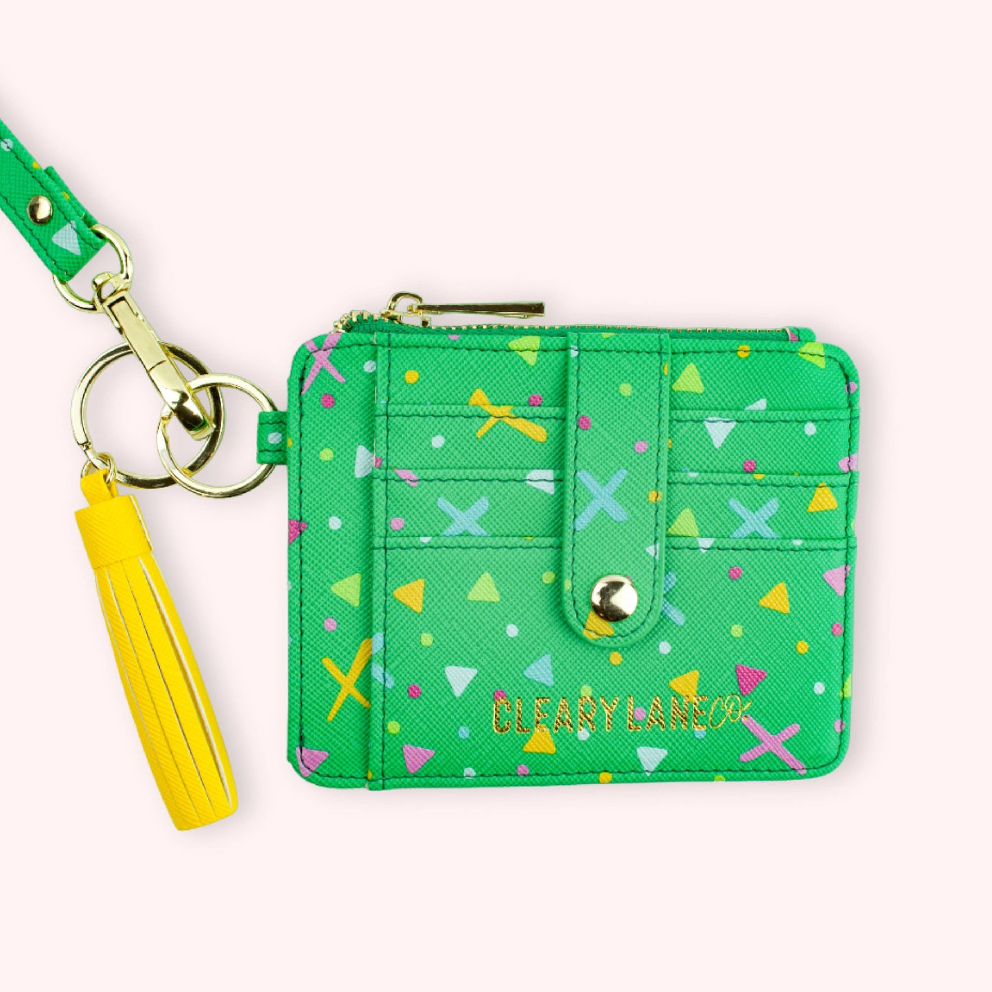 Colorful Wallet Keychains: Blush Rainbow Terrazzo