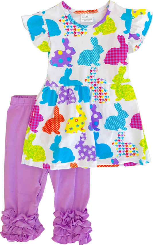 Girls Easter Bunny Capri Outfit Lavender