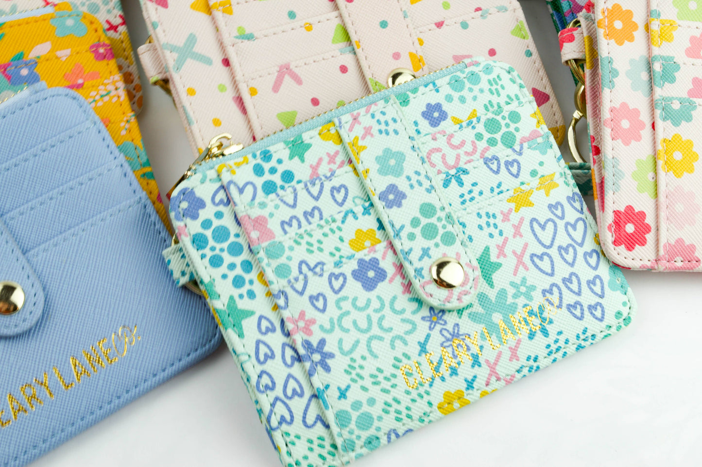 Colorful Wallet Keychains: Blush Rainbow Terrazzo