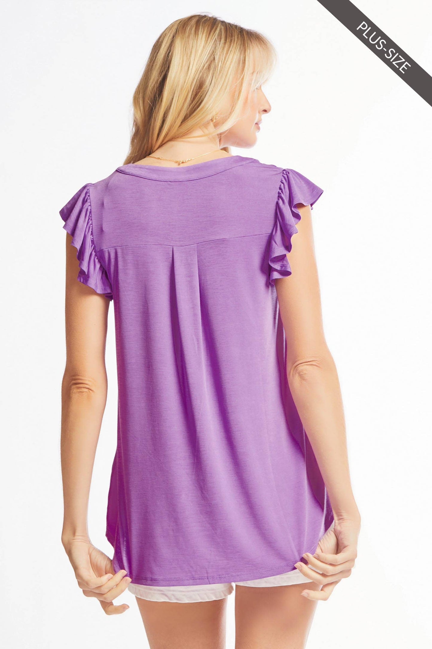 Lizzy Flutter Top Featuring China Collar: Lavender