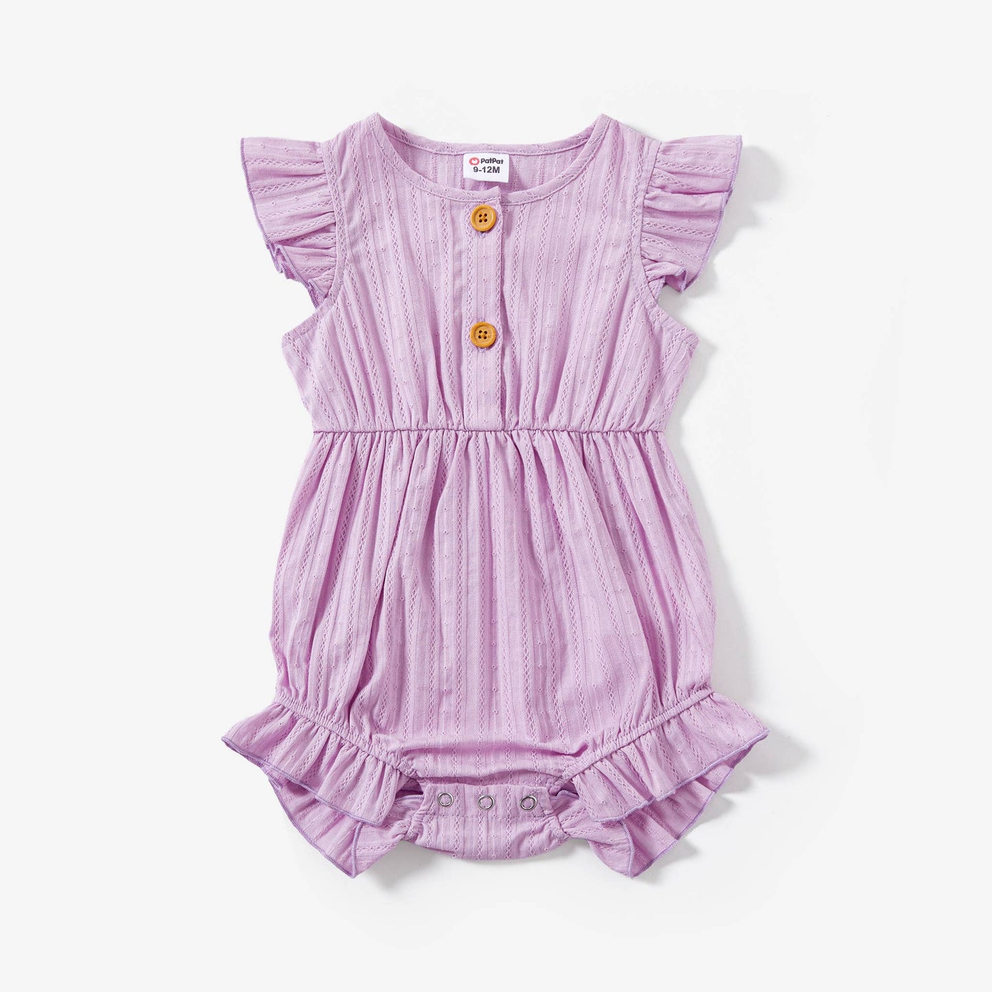 Mommy and Me Purple Button Cotton V-neck Tiered Dress: Light Purple Girls