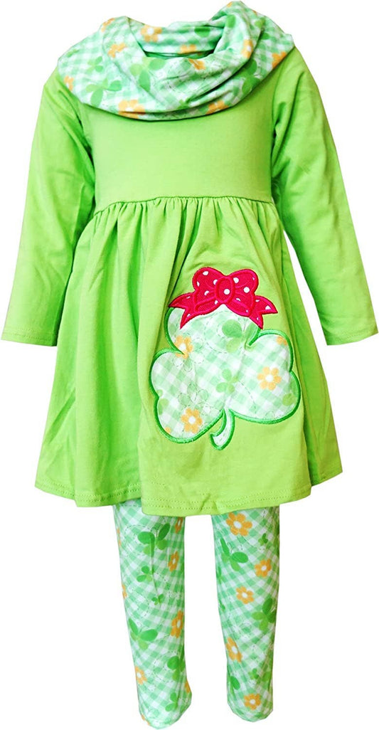 Girls St Patrick Shamrock Scarf Outfit