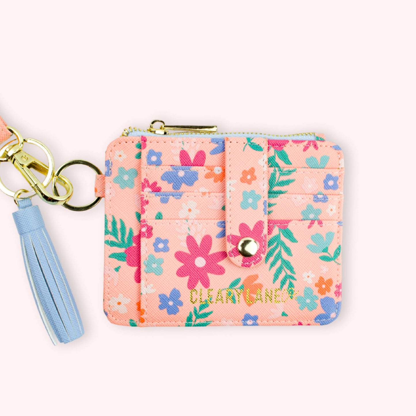 Colorful Wallet Keychains: Blush Rainbow Terrazzo