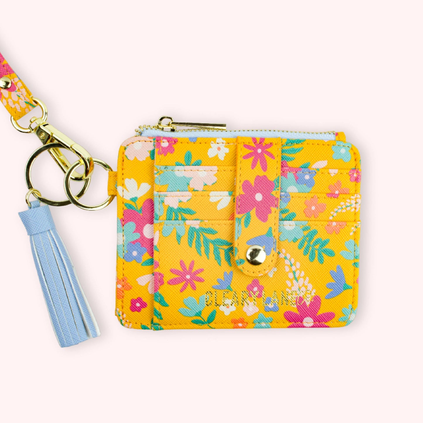 Colorful Wallet Keychains: Blush Rainbow Terrazzo