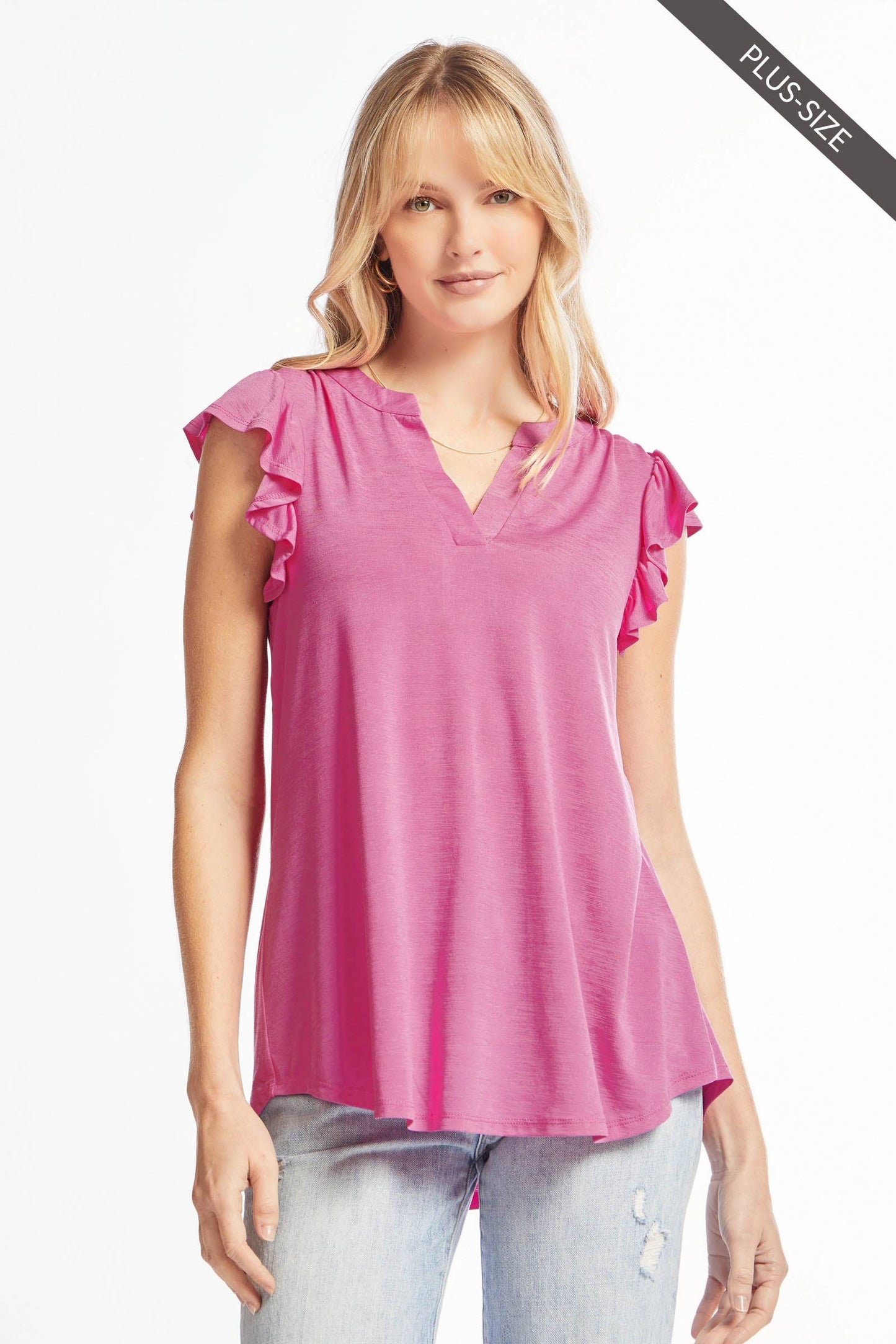 Lizzy Flutter Top Featuring China Collar: Lavender