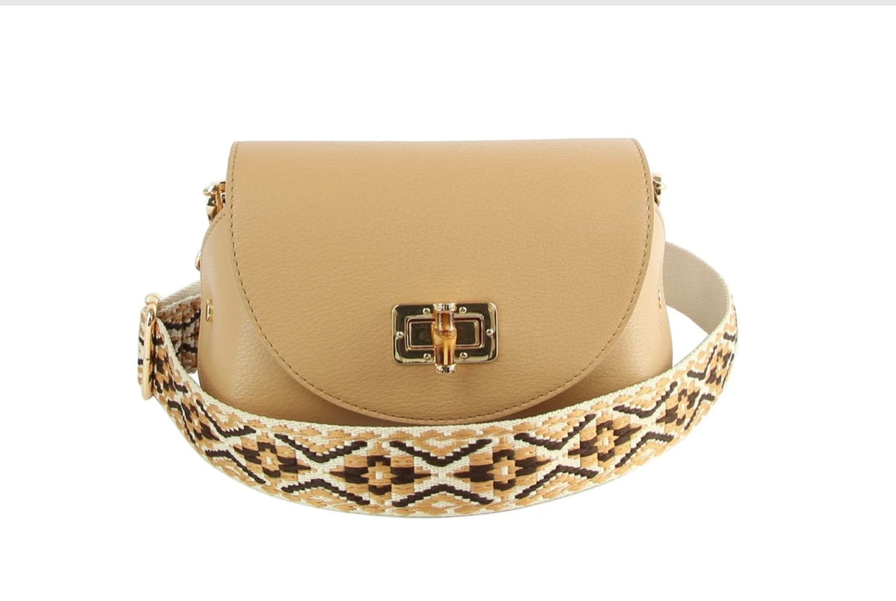 Bamboo closure crossbody