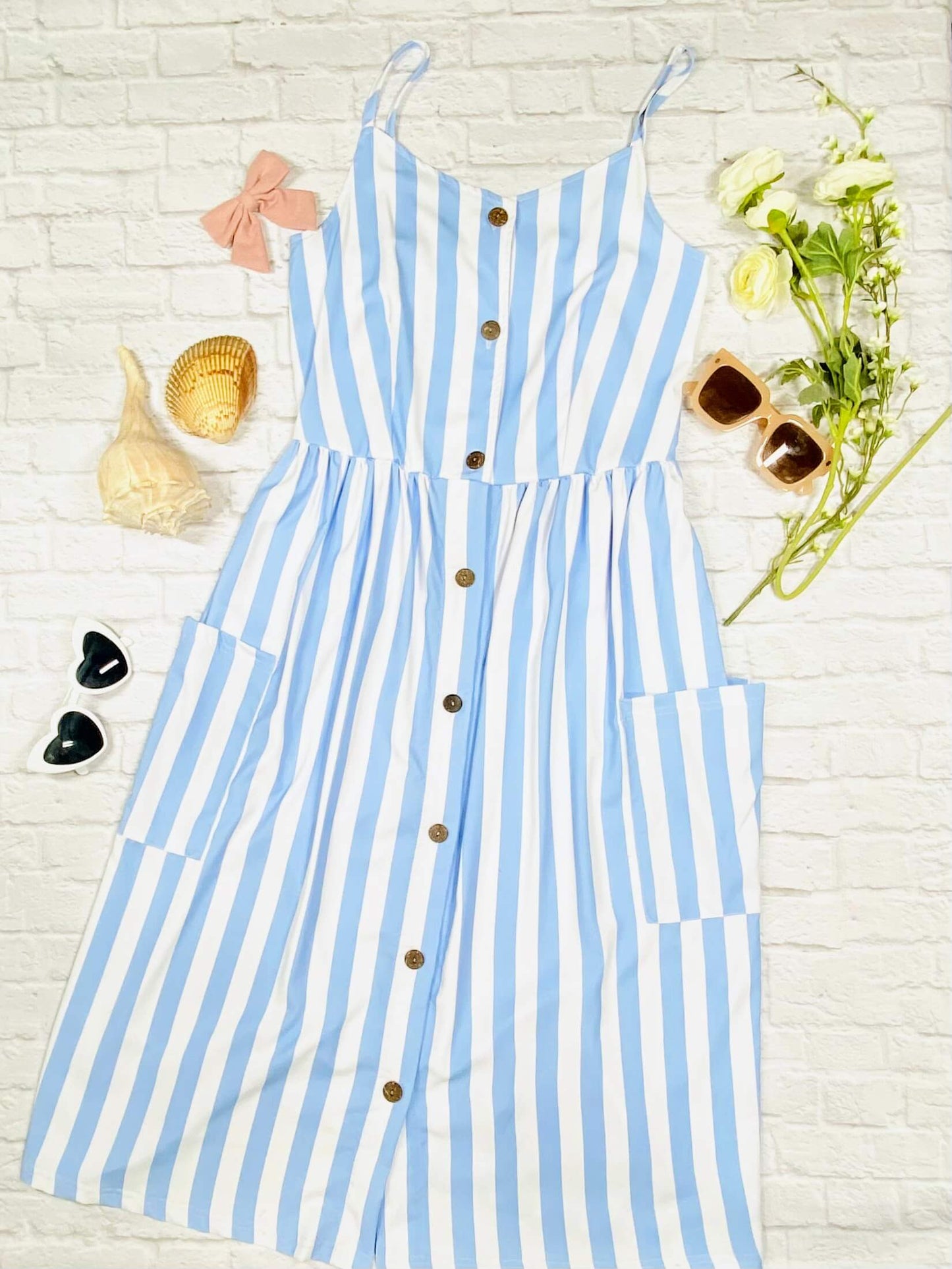 Mommy & Me Blue & White Striped Dress - Womens