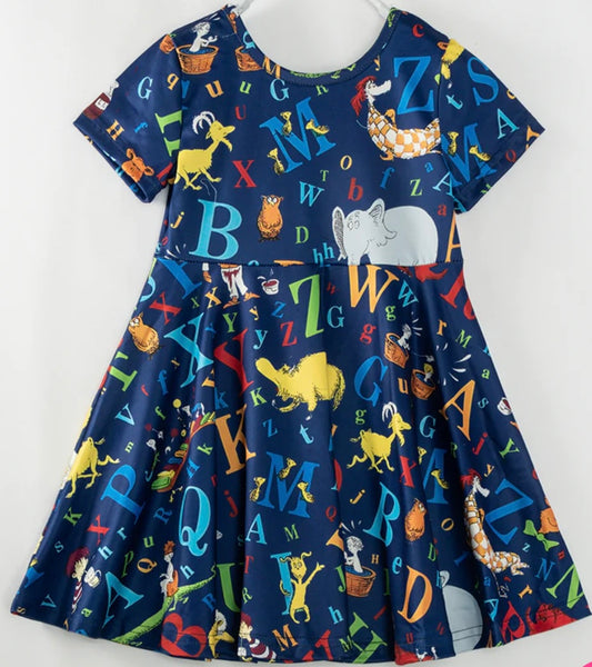 Dr Seuss blue twirl dress