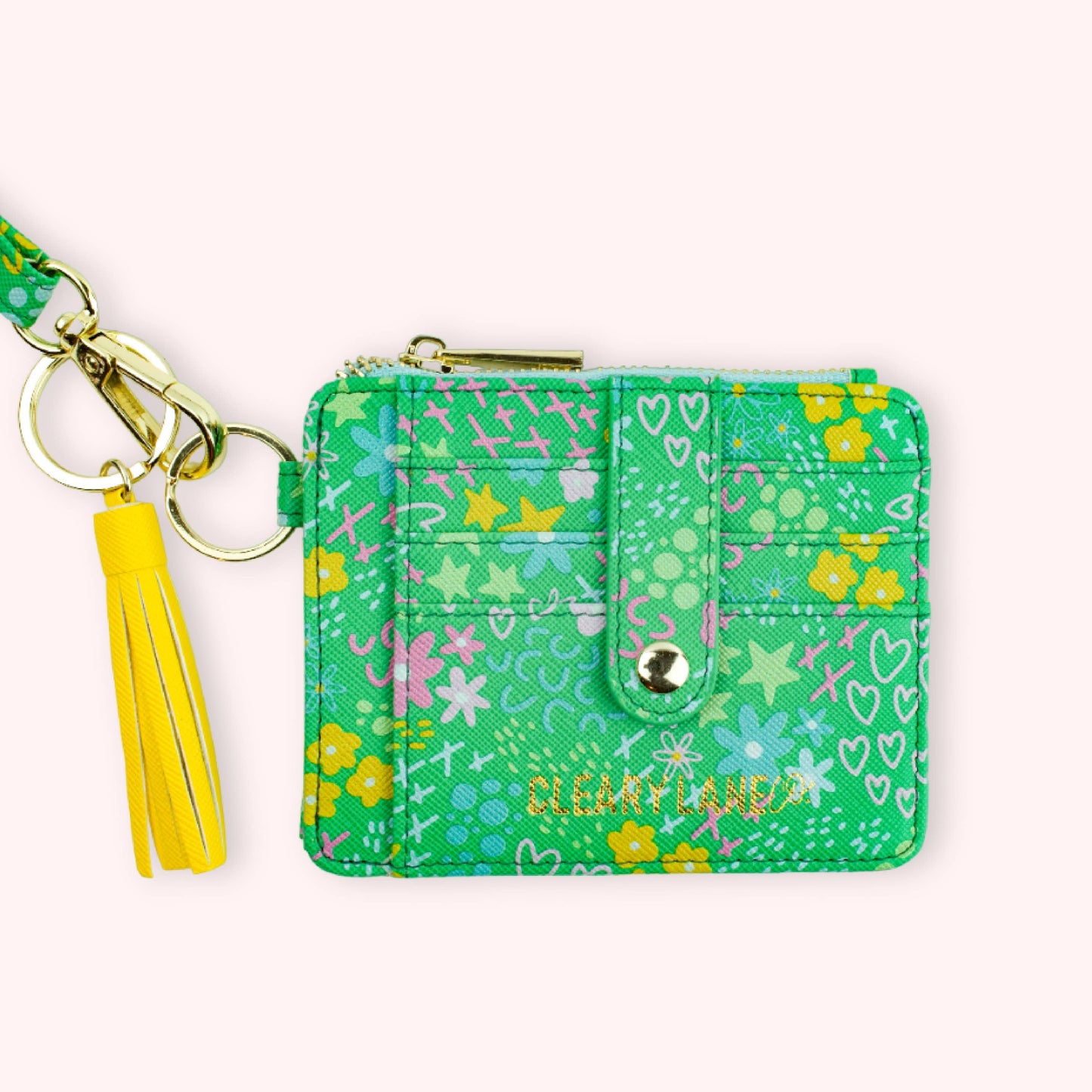 Colorful Wallet Keychains: Blush Rainbow Terrazzo